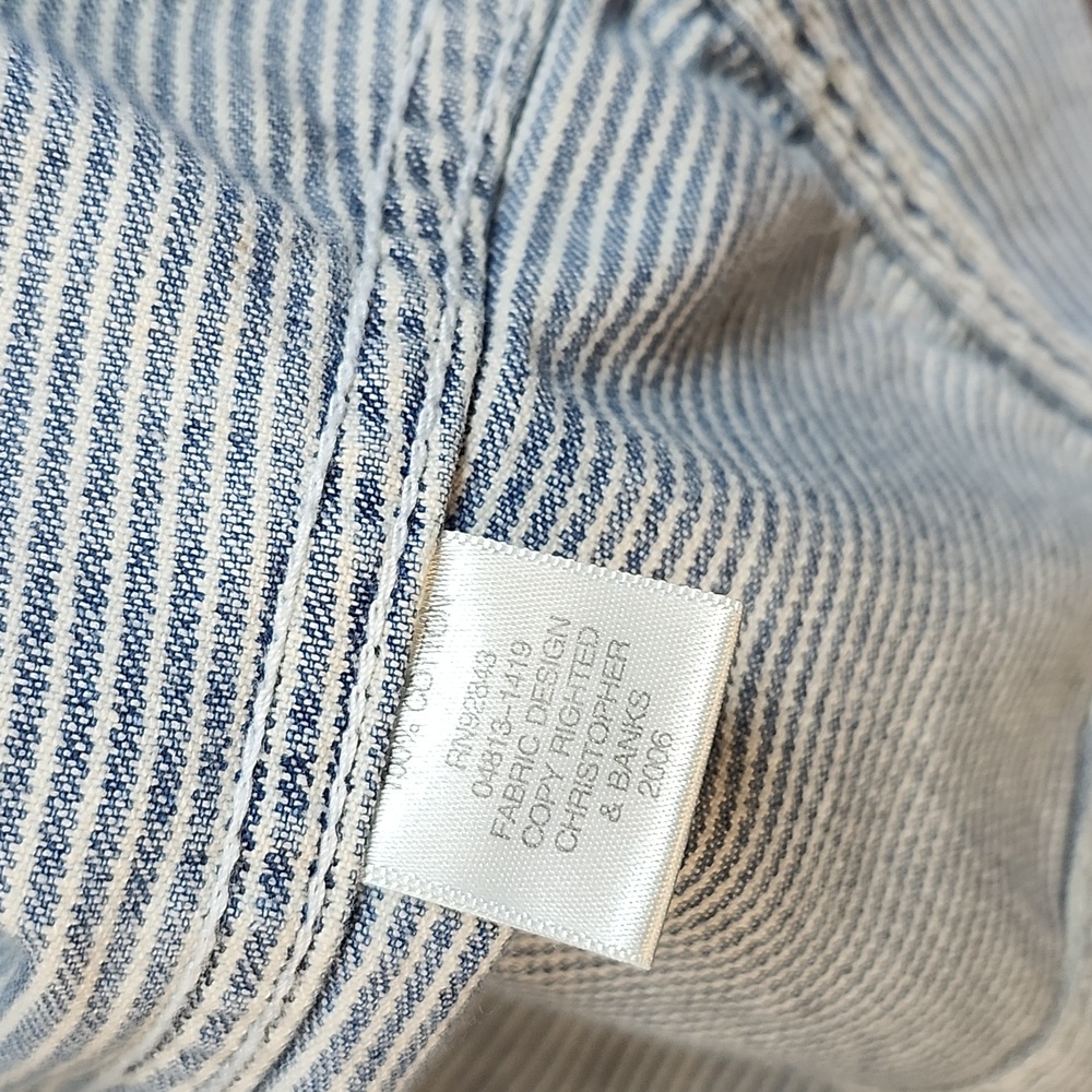 Vintage 2006 Christopher & Banks Retro Pinstripe Floral Embroidered Denim Trucke - Picture 3 of 5